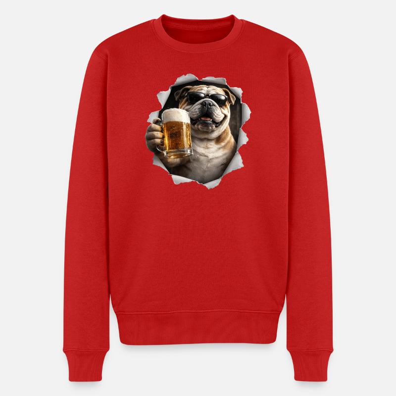 Bière Bouledogue - Pull Premium bio Homme - rouge