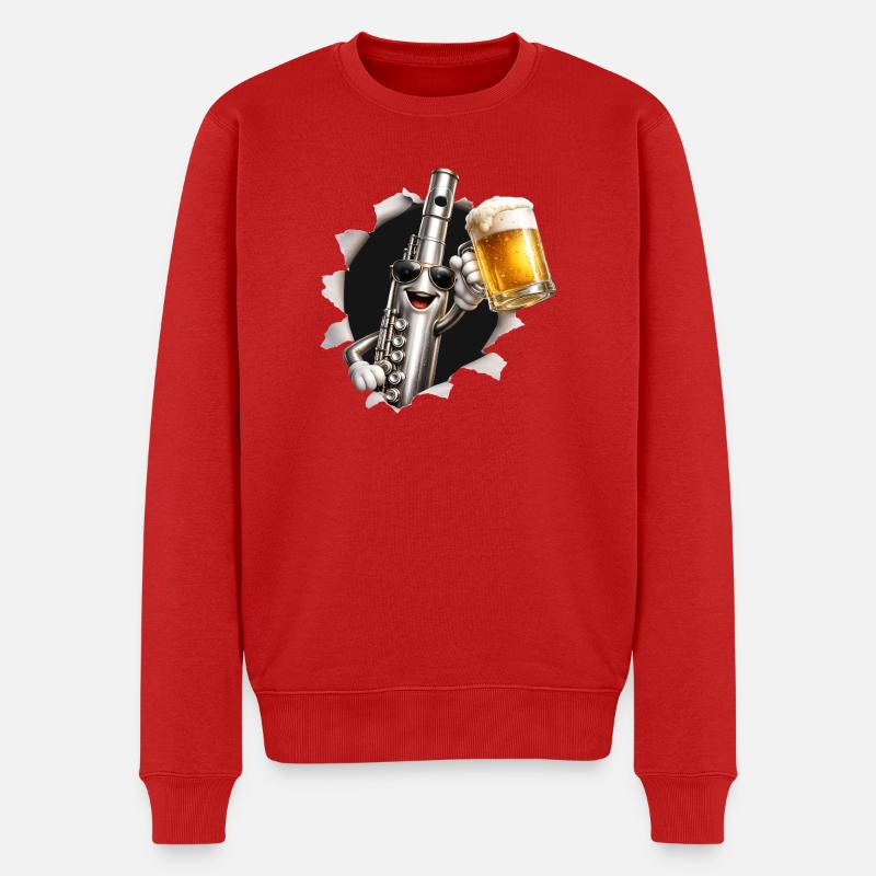 Querflöte Bier - Männer Premium Bio Pullover - Rot
