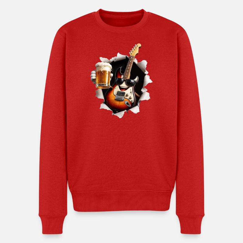 Gitarre Bier - Männer Premium Bio Pullover - Rot