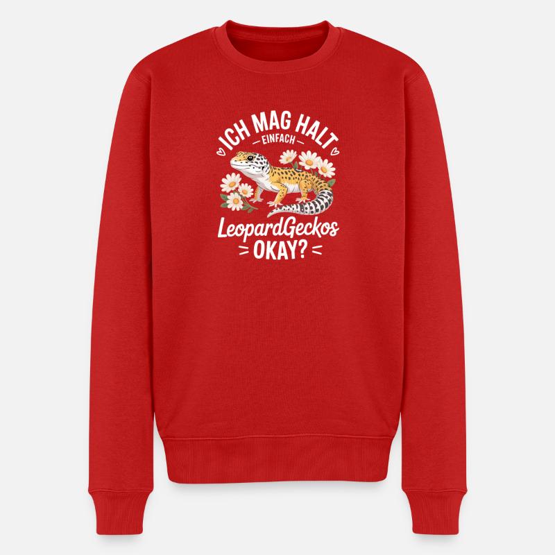 LeopardGecko Blumenmotiv - Männer Premium Bio Pullover - Rot