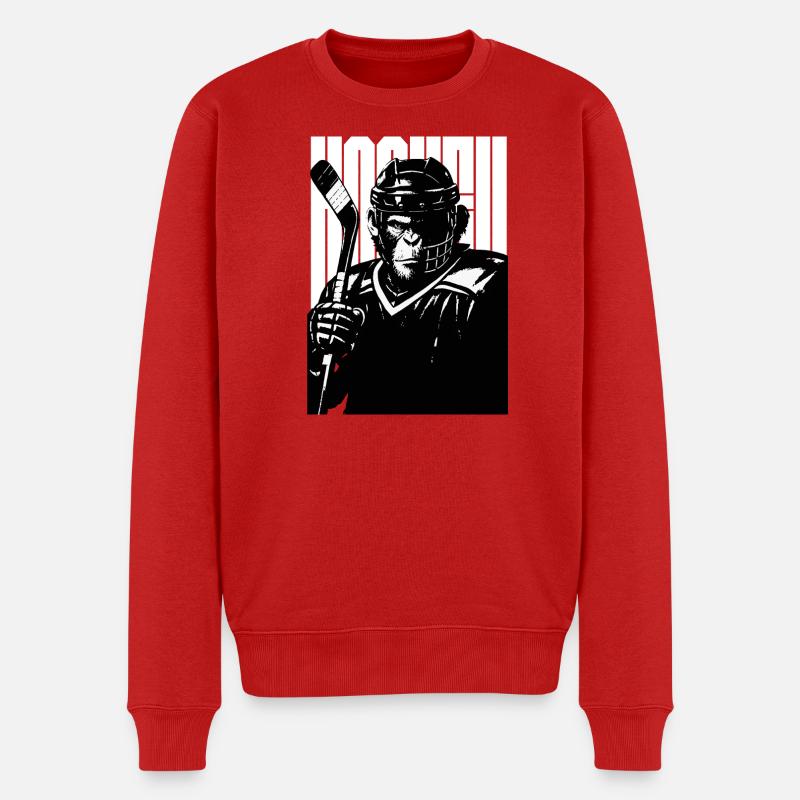 Kühner Hockey-Affe - Männer Premium Bio Pullover - Rot
