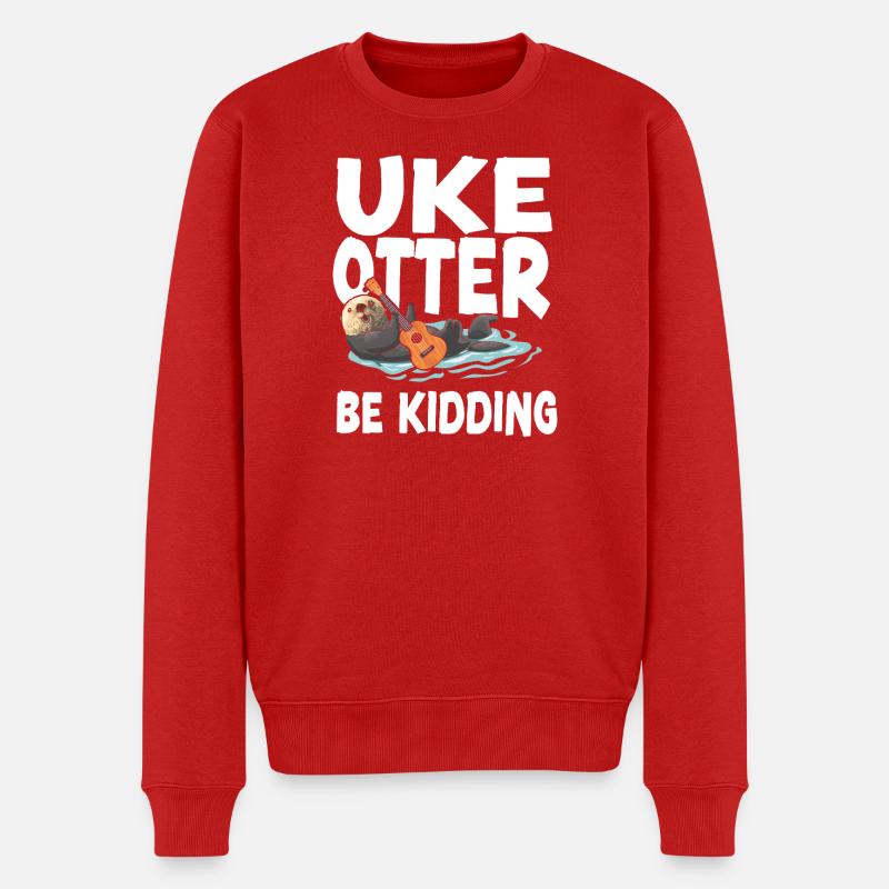Hawaiian Ukulele Uke Otter Pun Uke - Männer Premium Bio Pullover - Rot