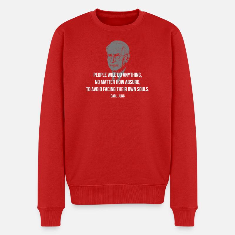 Carl Jungs Seelenreflexionszitat - Männer Premium Bio Pullover - Rot