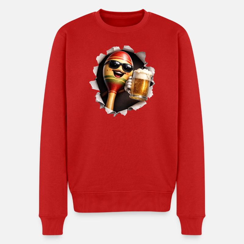 Maracas Rasseln Bier - Männer Premium Bio Pullover - Rot