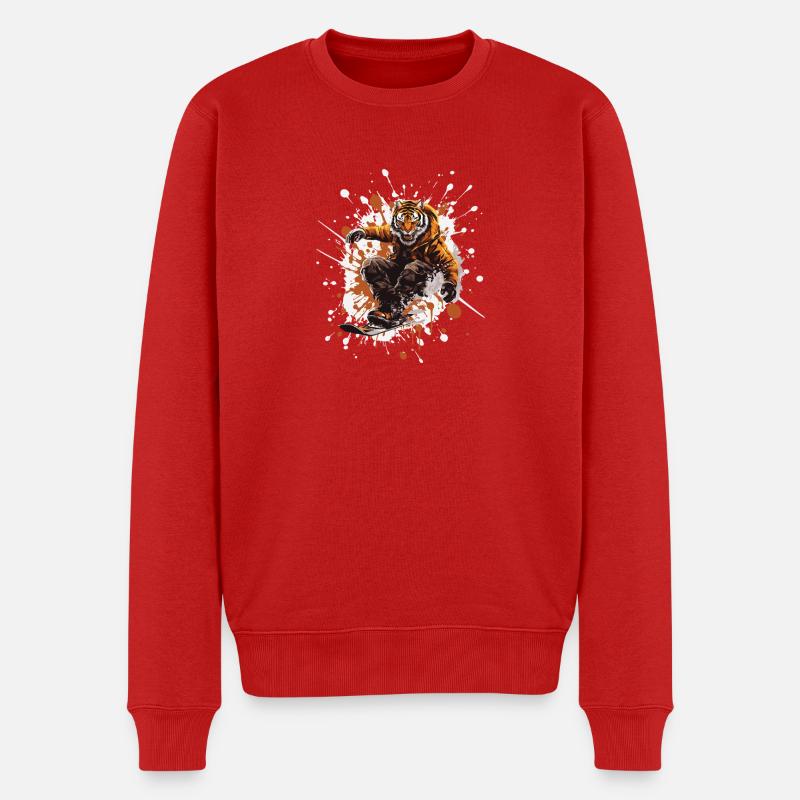 Tiger Snowboard - Männer Premium Bio Pullover - Rot