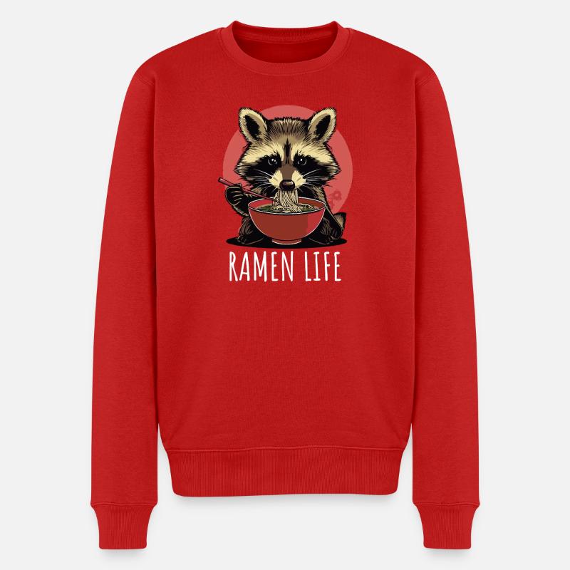 Ramen Life Waschbär - Männer Premium Bio Pullover - Rot