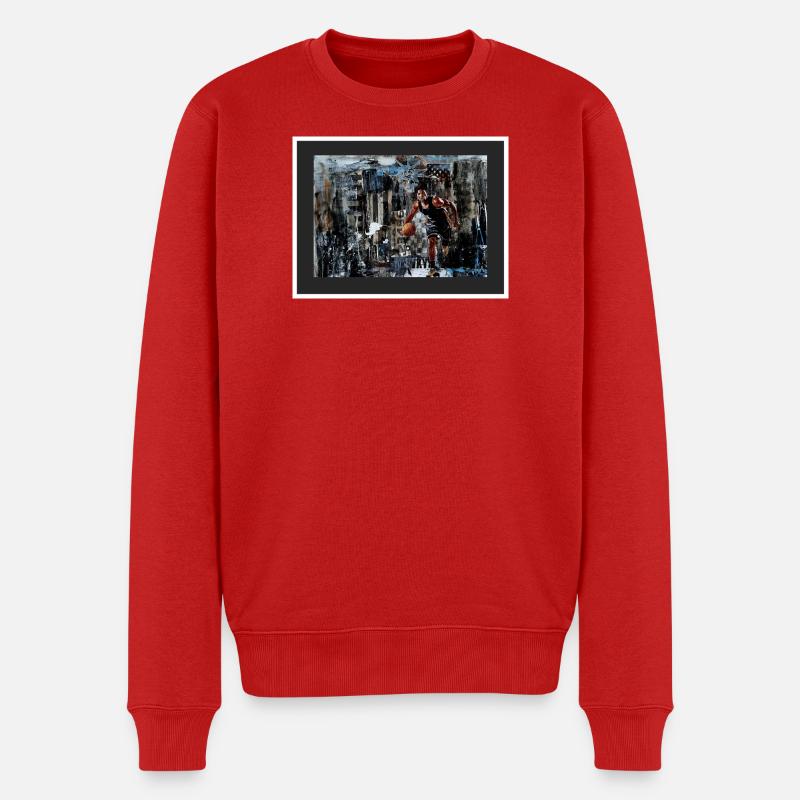 USA Basketball, Collage multimedia - Männer Premium Bio Pullover - Rot