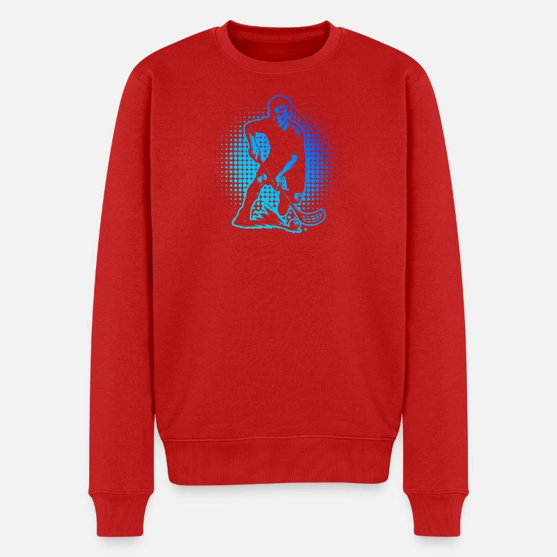 Kurz und klar Floorball - Männer Premium Bio Pullover - Rot