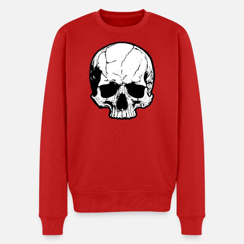 Schädelsilhouette Hochkontrast - Männer Premium Bio Pullover - Rot