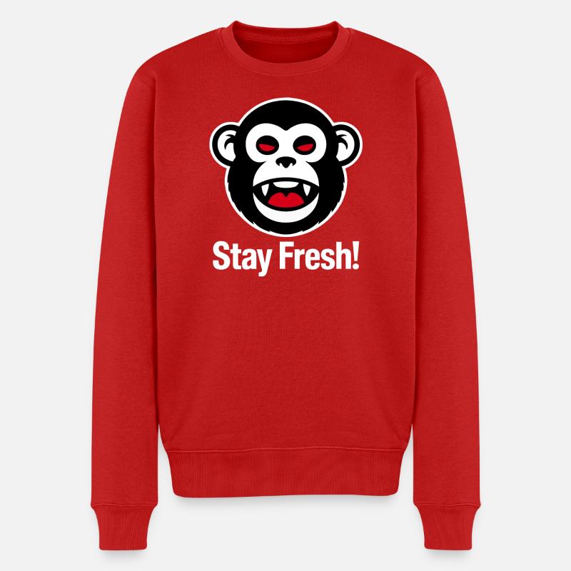Singe de dessin animé : Reste frais - Pull Premium bio Homme - rouge