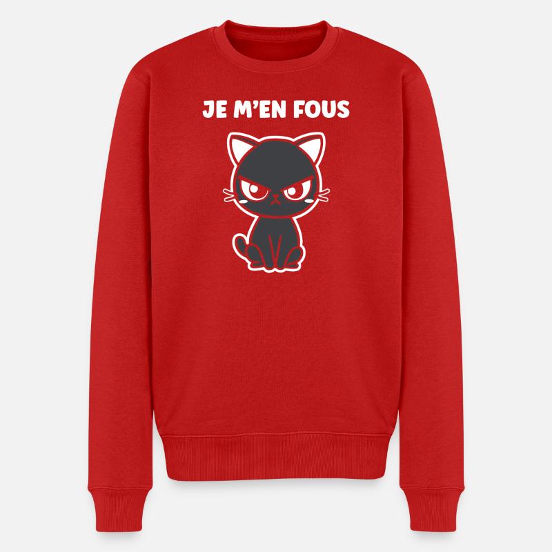Grummelige schwarze Katze - Männer Premium Bio Pullover - Rot