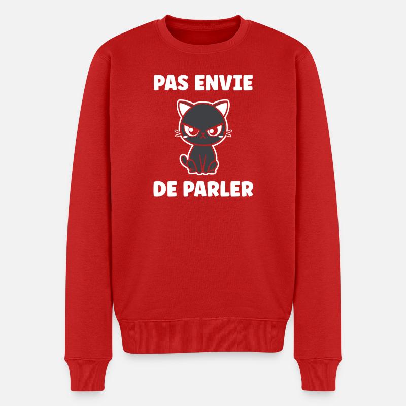 Die grummelige Katze will nicht reden - Männer Premium Bio Pullover - Rot