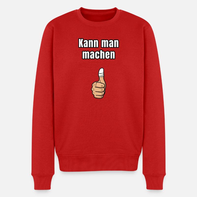 Kann man machen – Ironischer Daumen - Männer Premium Bio Pullover - Rot