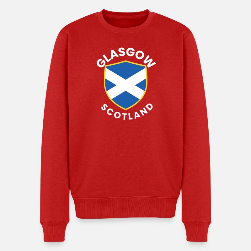 Glasgow-Schild-Saltire-Design - Männer Premium Bio Pullover - Rot