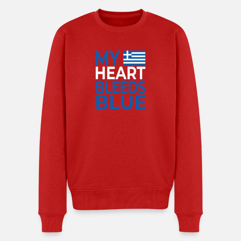 Mon cœur saigne bleu Grèce - Pull Premium bio Homme - rouge