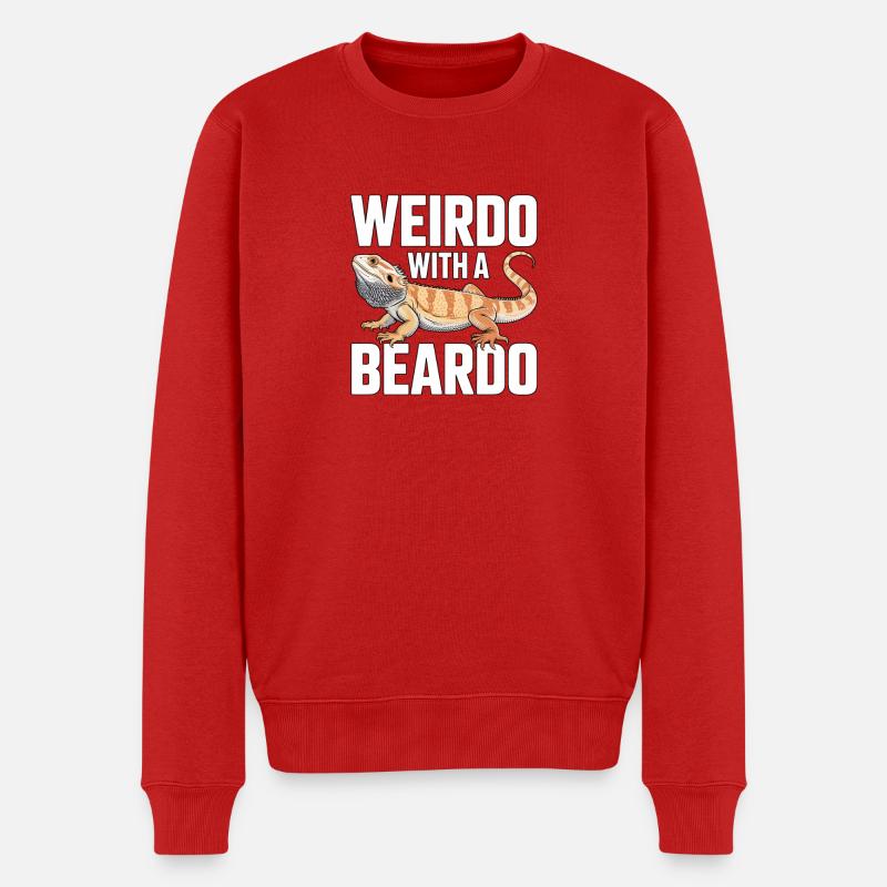 Weirdo mit Bartkind - Männer Premium Bio Pullover - Rot