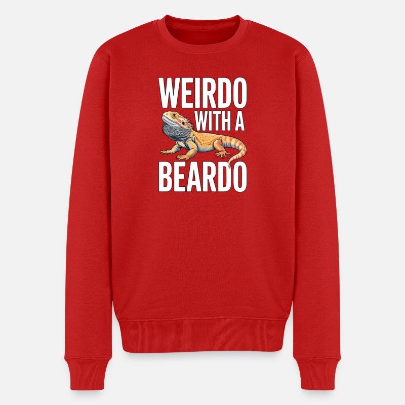 Weirdo mit Bartkind - Männer Premium Bio Pullover - Rot