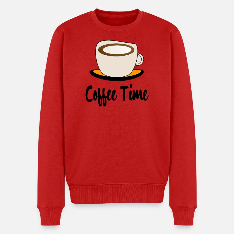 Kaffeebecher Minimalillustration - Männer Premium Bio Pullover - Rot