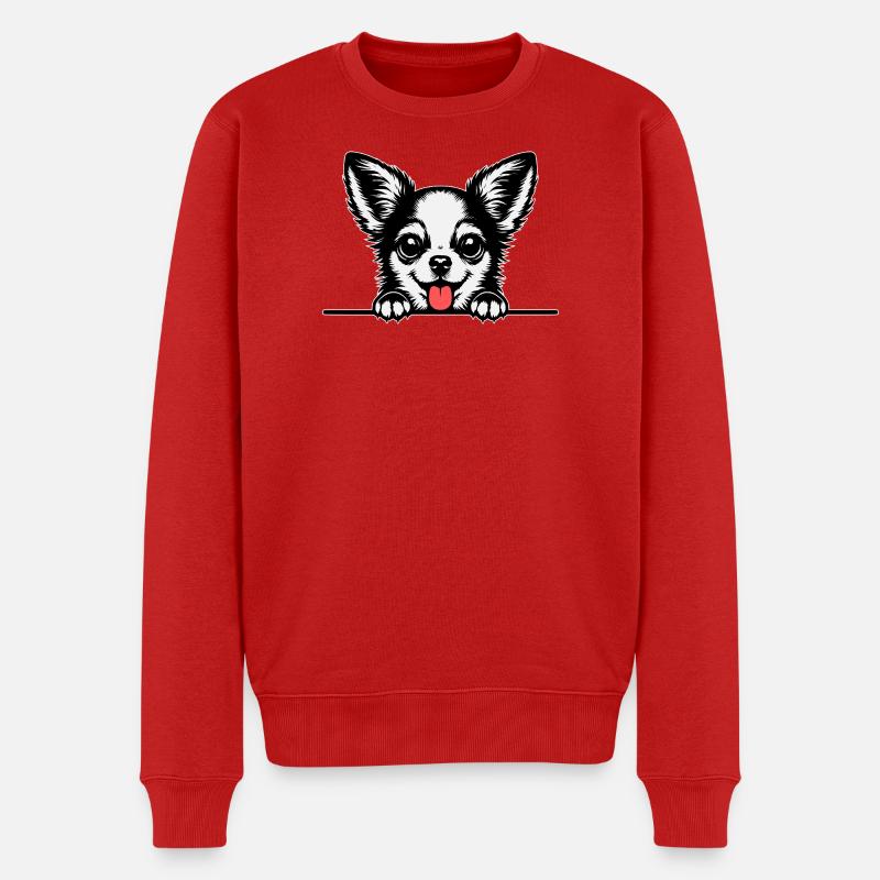 Chihuahua mit Pfoten - Männer Premium Bio Pullover - Rot