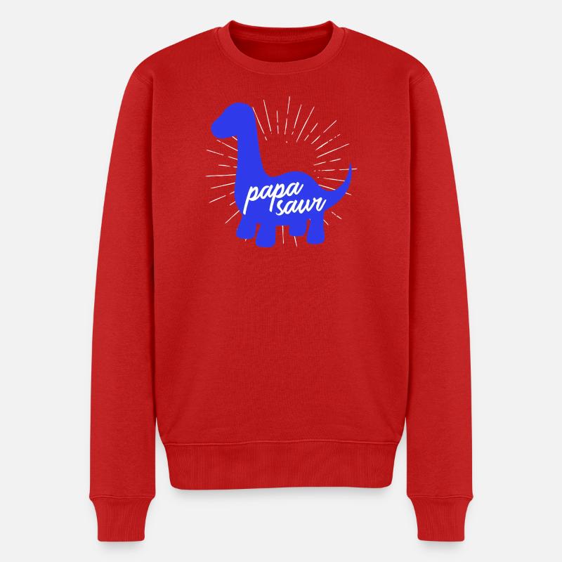 Papasaurier T-Rex Dinosaurier Vaterschaft Daddysaur - Männer Premium Bio Pullover - Rot