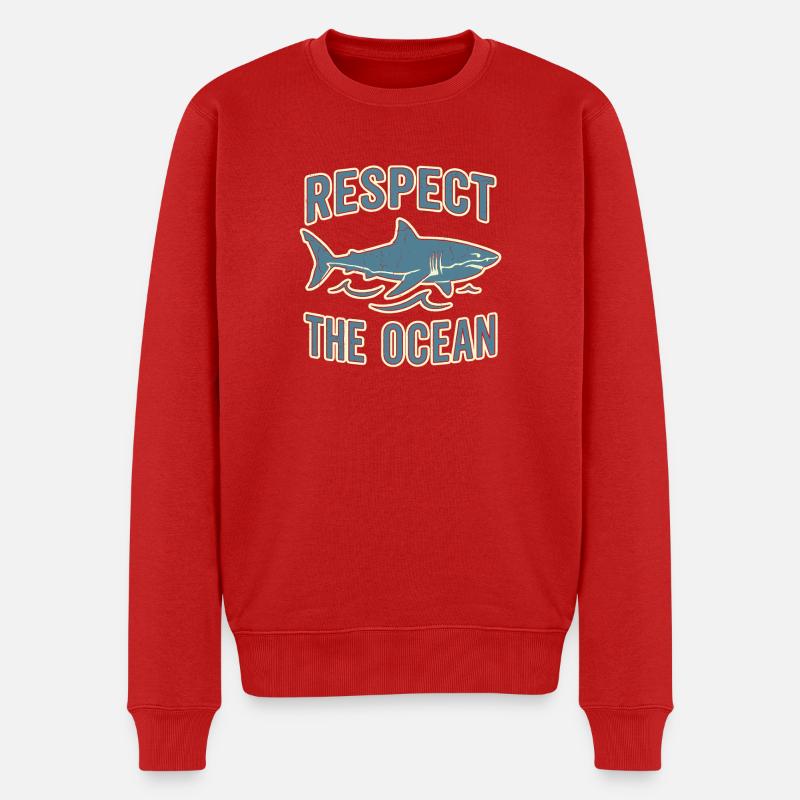 Respect The Ocean Vintage Shark Conservation - Männer Premium Bio Pullover - Rot