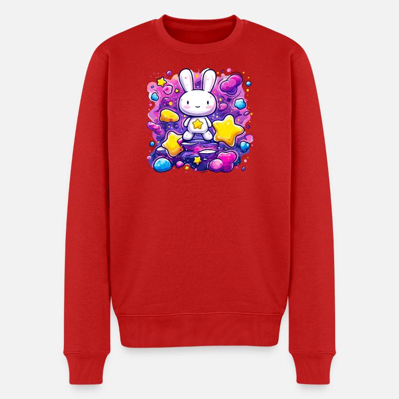 Weltraumstern Bunny - Männer Premium Bio Pullover - Rot