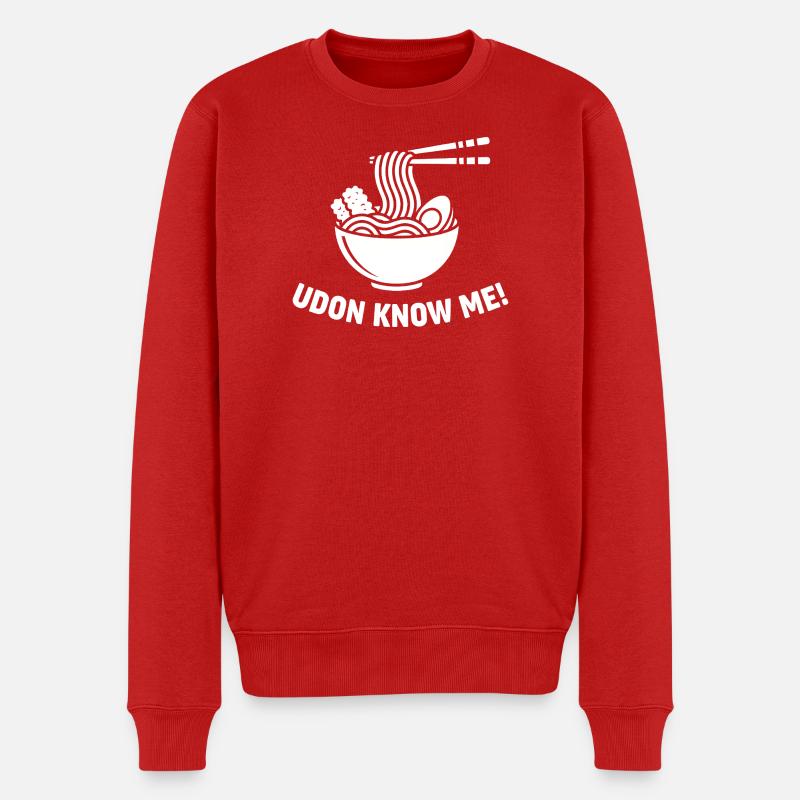 Udon Know Me Nudel-Wortspiel Feinschmecker - Männer Premium Bio Pullover - Rot