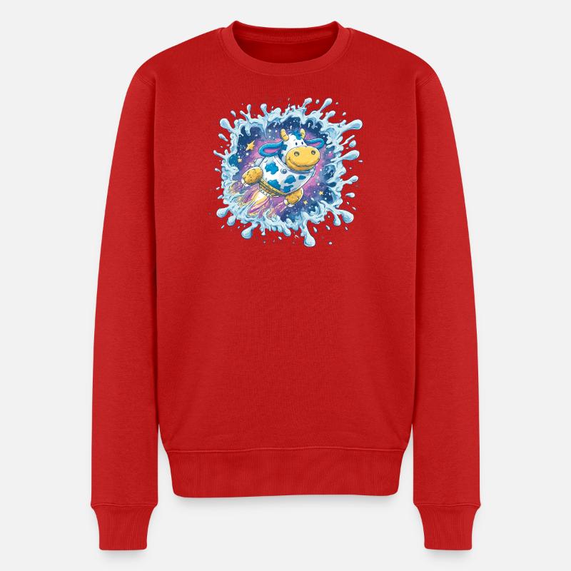 Éclaboussure de Vache Spatiale - Pull Premium bio Homme - rouge