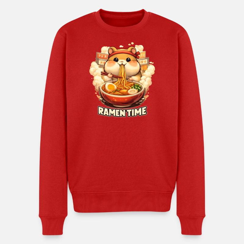 Hamster Ramen Time Kawaii Nudeln - Männer Premium Bio Pullover - Rot