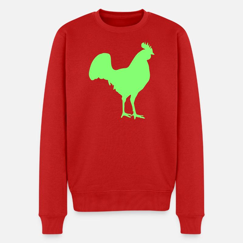 Hahn Rooster Silhouette - Männer Premium Bio Pullover - Rot