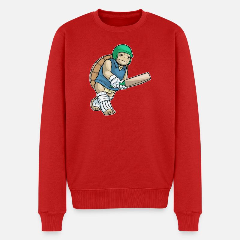 Schildkröte Cricket Cricketschläger Sport - Männer Premium Bio Pullover - Rot