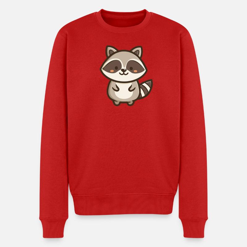 Süßer Waschbär – Kawaii-Waldtier - Männer Premium Bio Pullover - Rot