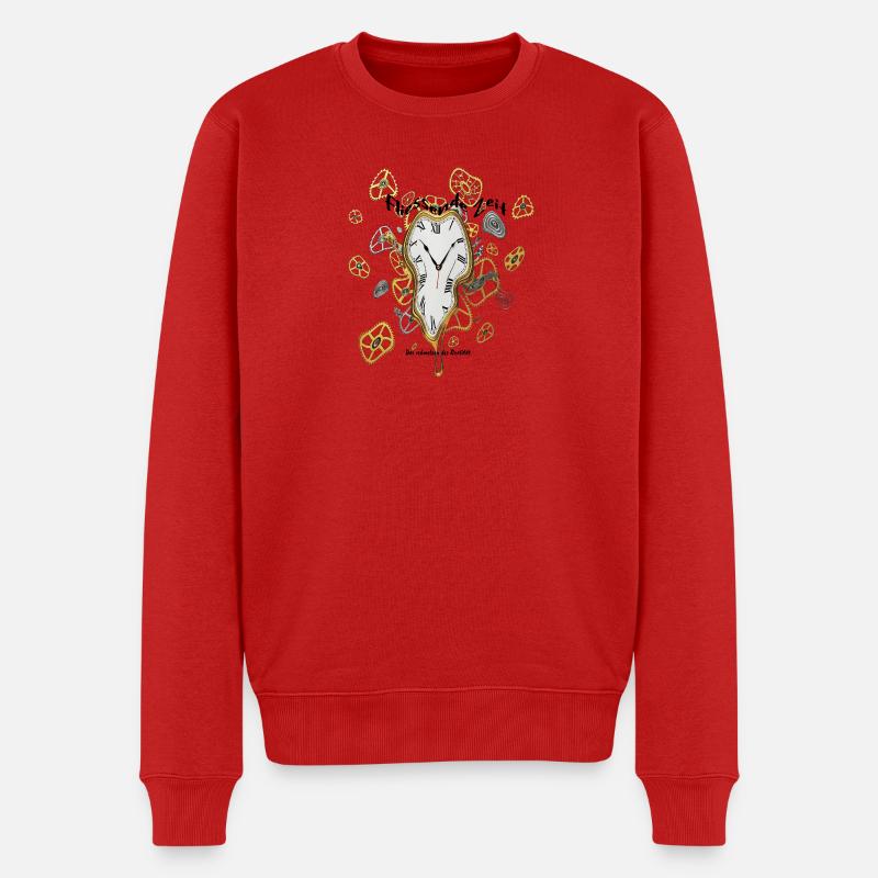 Schmelzende Uhr mit Zahnrädern - Männer Premium Bio Pullover - Rot