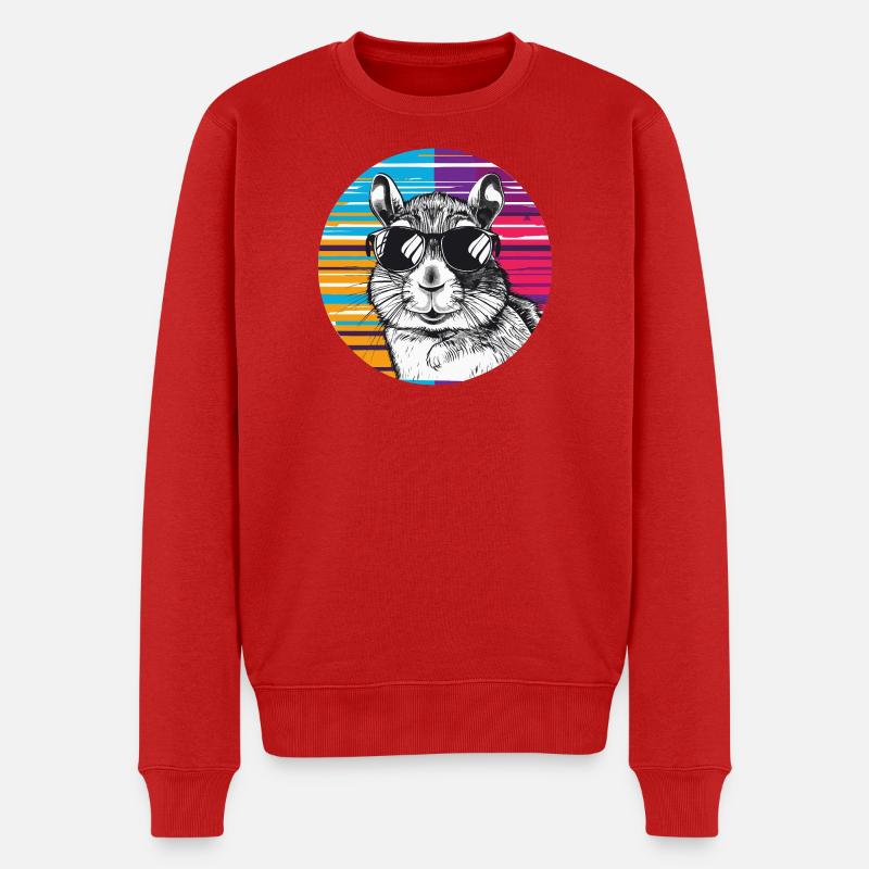 Hamster mit Sonnenbrille - Männer Premium Bio Pullover - Rot