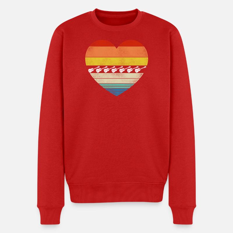 Hawaiian Ukulele Uke Heart Retro - Männer Premium Bio Pullover - Rot
