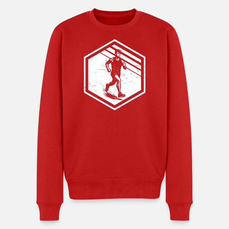 Modernes Running Artwork - Männer Premium Bio Pullover - Rot
