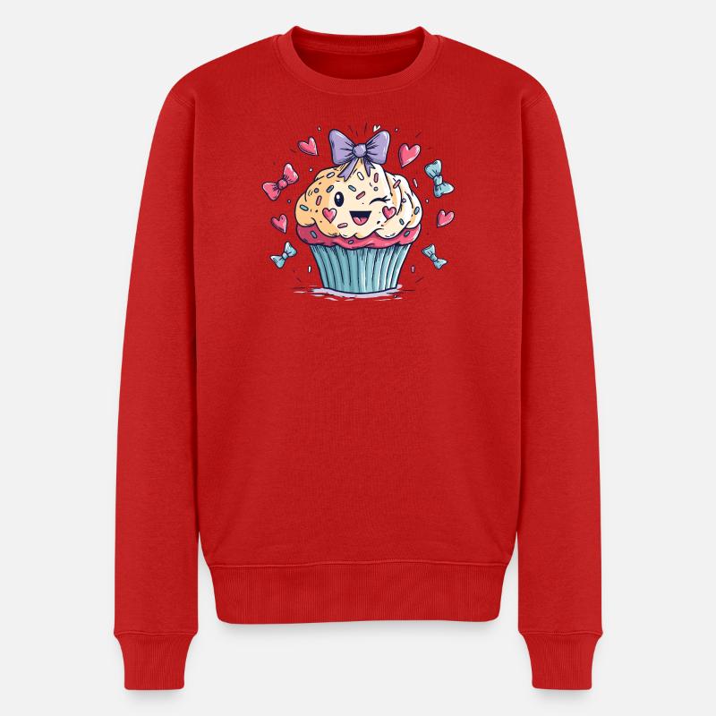 Kawaii Cupcake Herz-Bow - Männer Premium Bio Pullover - Rot