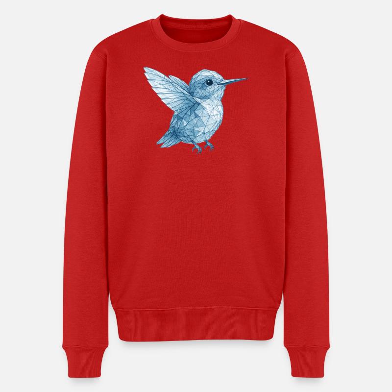Geometrischer Blauhummingbird - Männer Premium Bio Pullover - Rot