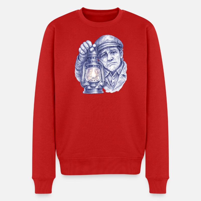 Homme senior avec lanterne - Pull Premium bio Homme - rouge