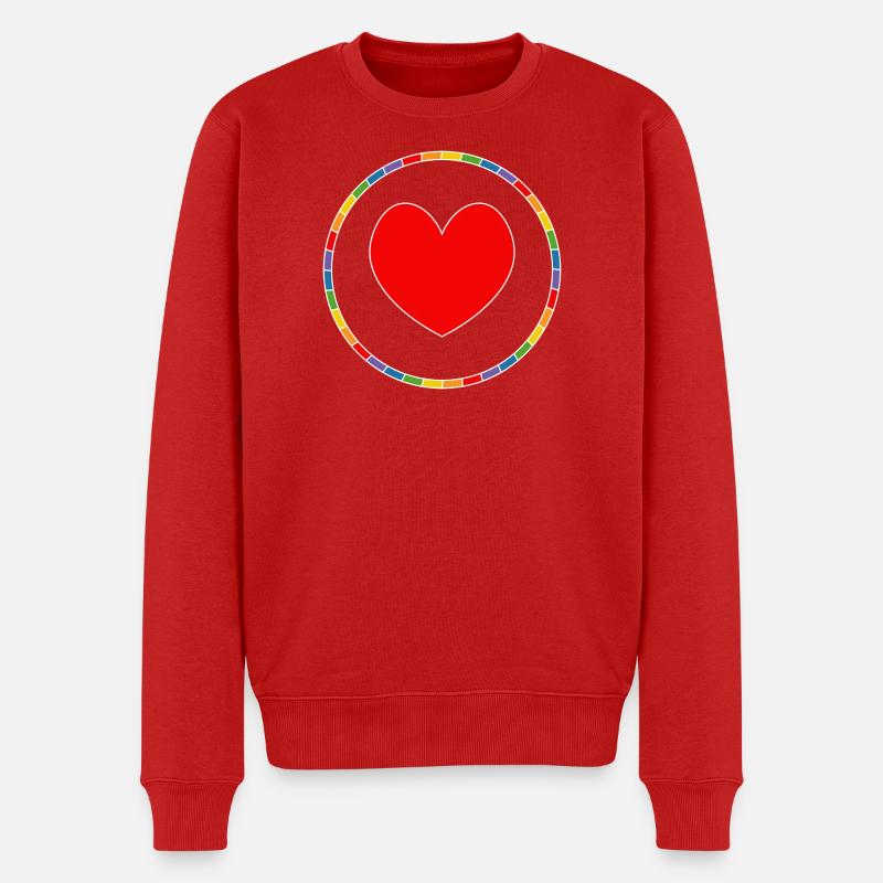 LGBT Herz im Regenbogenring - Männer Premium Bio Pullover - Rot