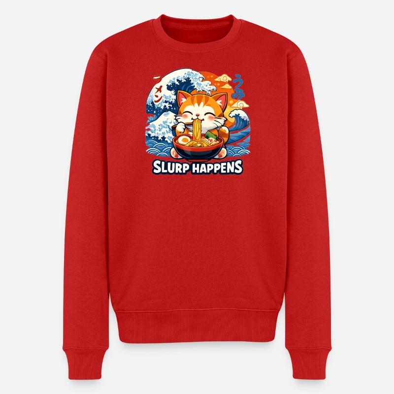 Schlürfen passiert: Kawaii Katzen-Ramen - Männer Premium Bio Pullover - Rot