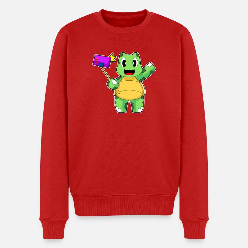 Schildkröte Smartphone - Männer Premium Bio Pullover - Rot