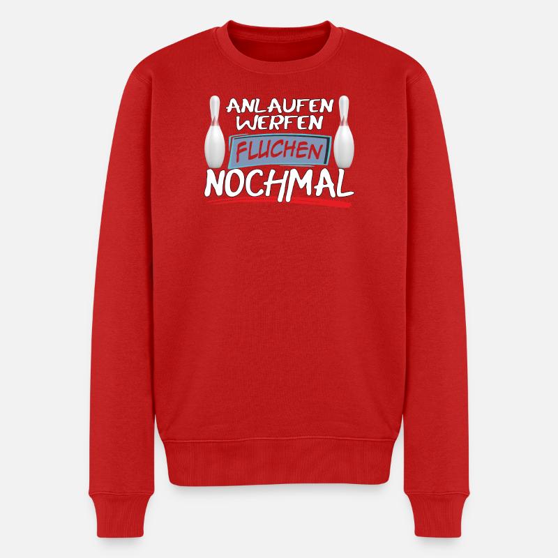 Anlaufen Werfen Fluchen Nochmal Bowling - Männer Premium Bio Pullover - Rot