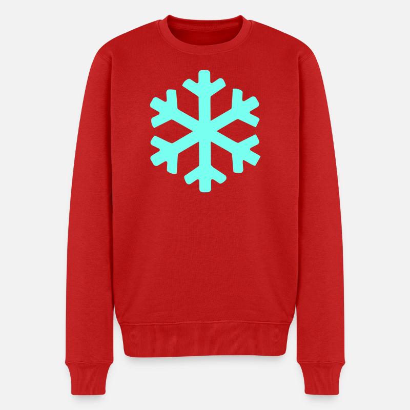 Eisblauer Schneekristall - Männer Premium Bio Pullover - Rot