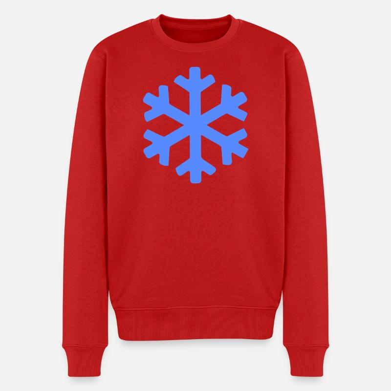 Winterkristall Schneeflocke - Männer Premium Bio Pullover - Rot