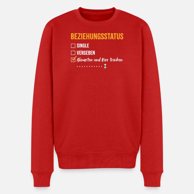 Beziehungsstatus Abwarten und Bier trinken - Männer Premium Bio Pullover - Rot