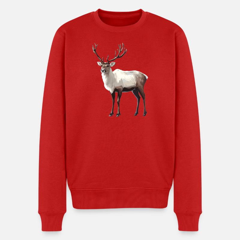 Rentiere Rentier - Männer Premium Bio Pullover - Rot