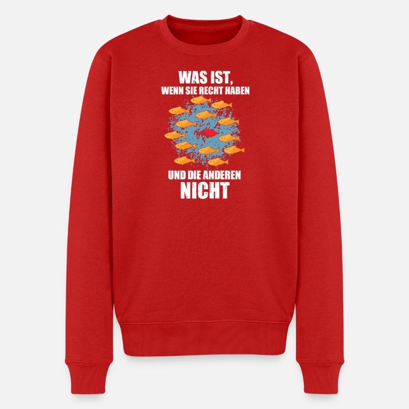 Sei anders Fische Gegen den strom - Männer Premium Bio Pullover - Rot