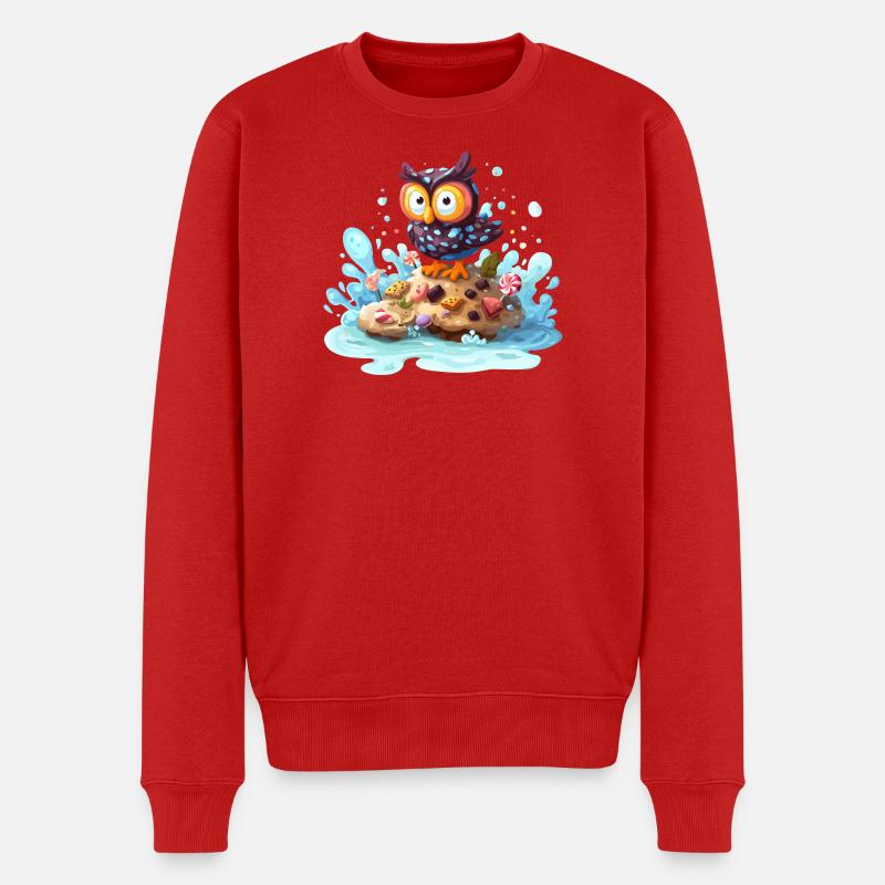 Euleninsel mit Naschwerk - Männer Premium Bio Pullover - Rot