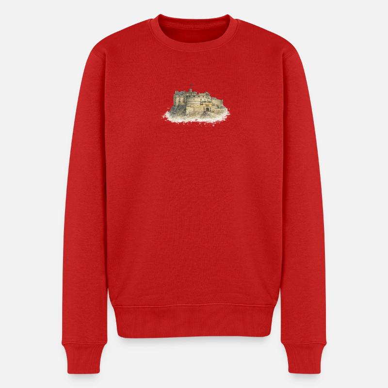 Felsenkastell im Nebel - Männer Premium Bio Pullover - Rot